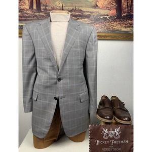 44R‎ Hickey Freeman Multicolored Glencheck Sport Coat